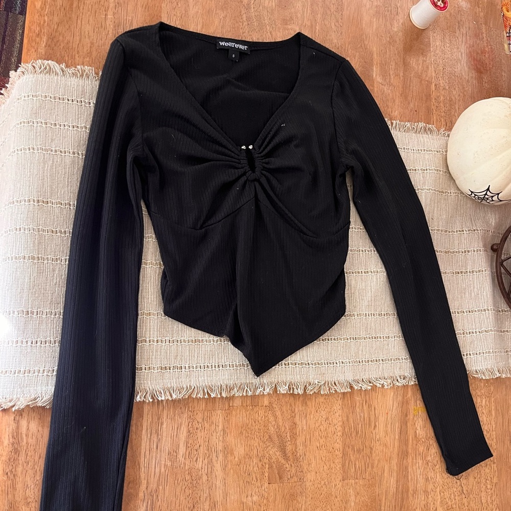 Chic Black Long Sleeve Women's Blouse